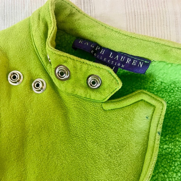 Ralph Lauren Purple Label lime Green Shearling Jacket. Size 4. - Picture 7 of 16